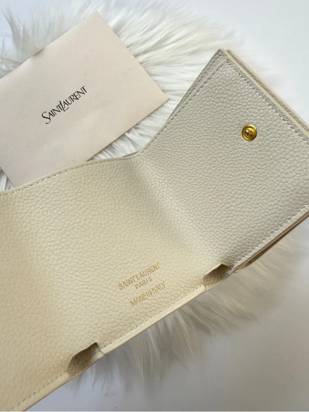 Saint Laurent Cream Wallet with Gold YSL logo NEW - Picture 13 of 13
